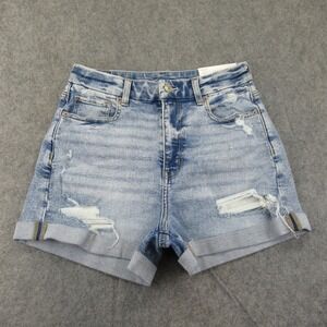 American Eagle Outfitters Light Blue Distressed Denim Shorts